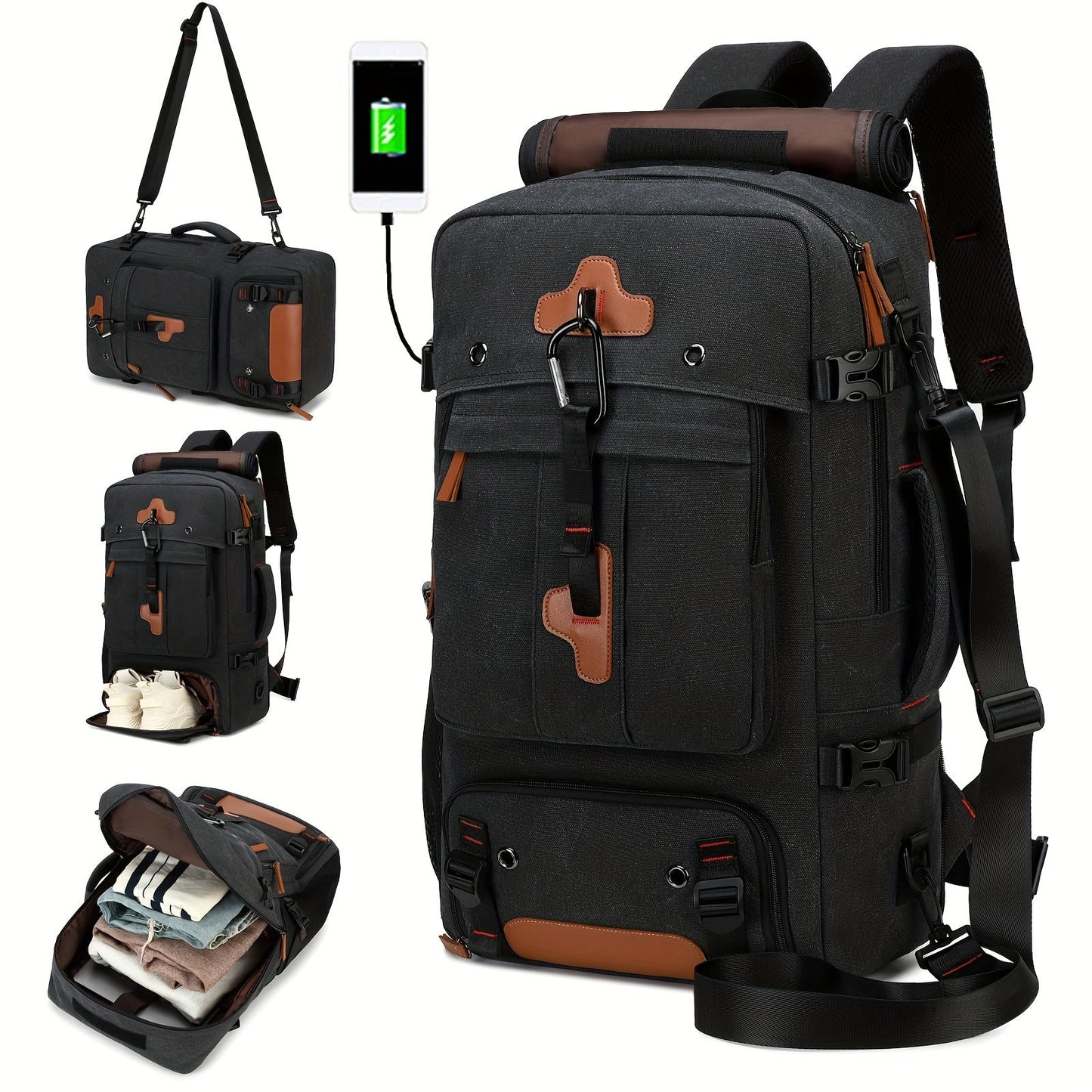 Hiking Backpack with USB & Shoe Compartment-0