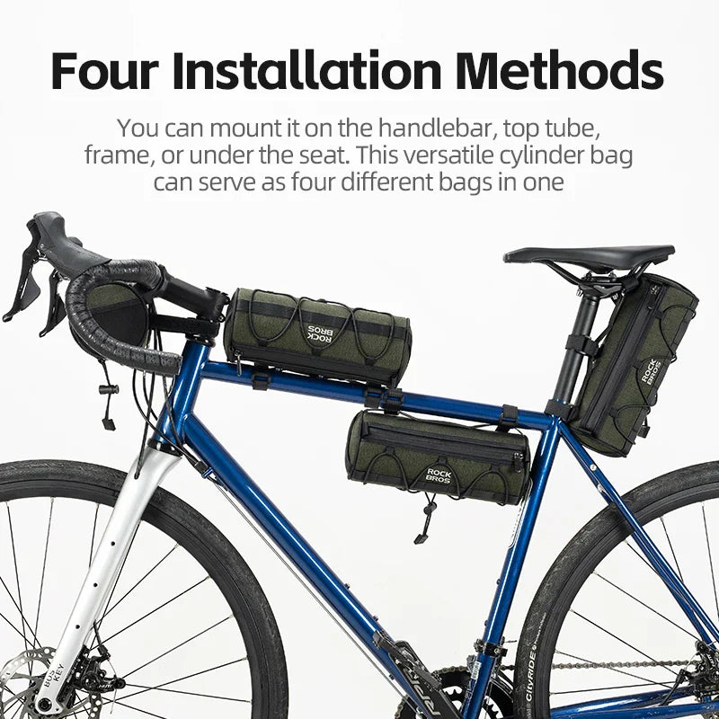 2L Bicycle Handlebar Bag Tube Pannier with Shoulder Strap Green-4