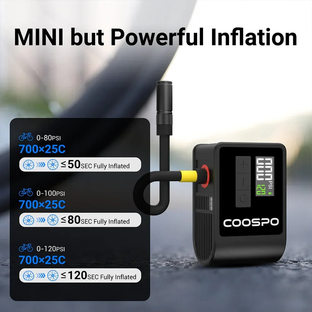 Mini Electric Air Pump Portable Digital Tire Inflator 120PSI Black-3