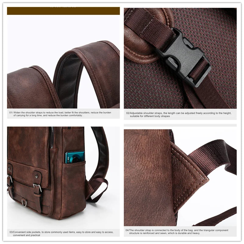 Large Leather Backpack for Men-2