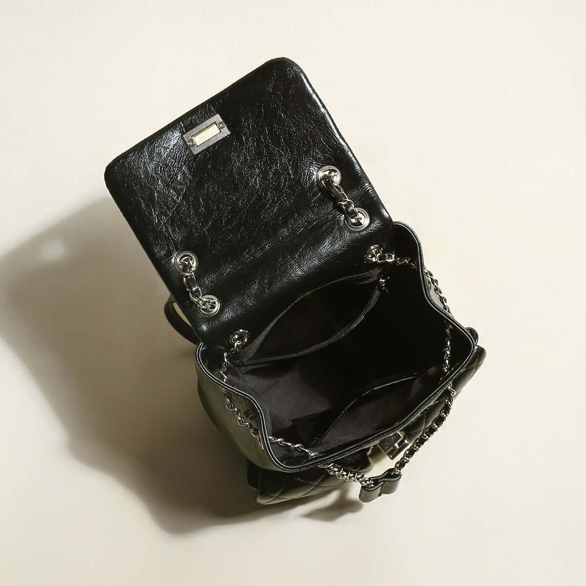 Multi-Pocket Chainstrap Quilted Backpack-3