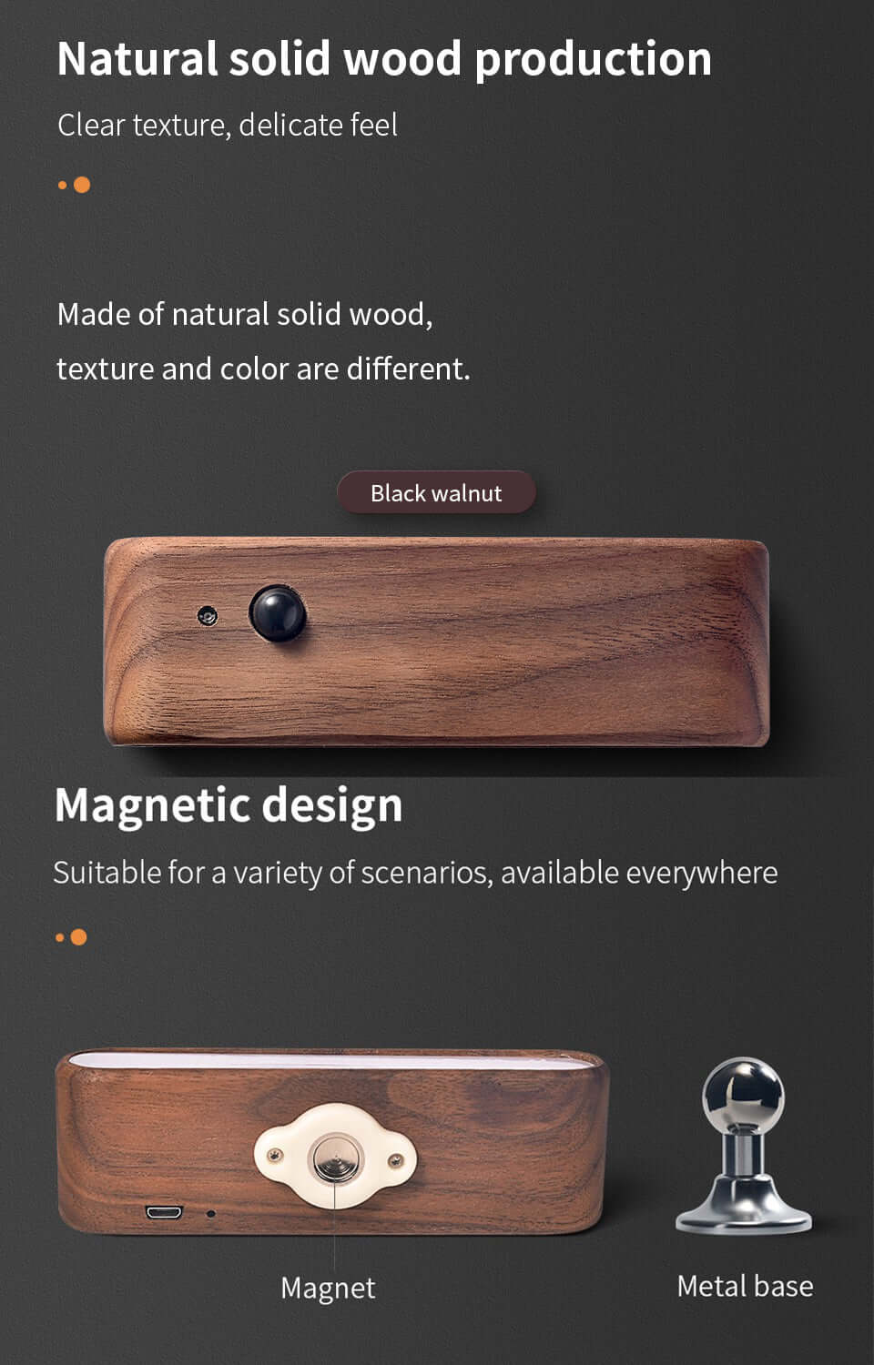 Solid Wood Rechargeable Induction Light-3