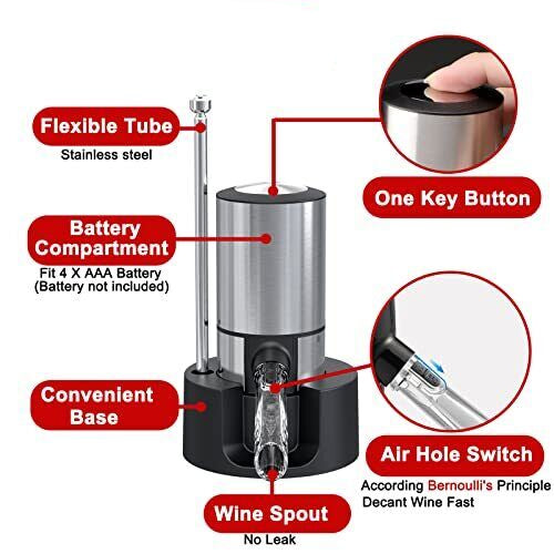 Electric Wine Aerator, Preserver & Dispenser