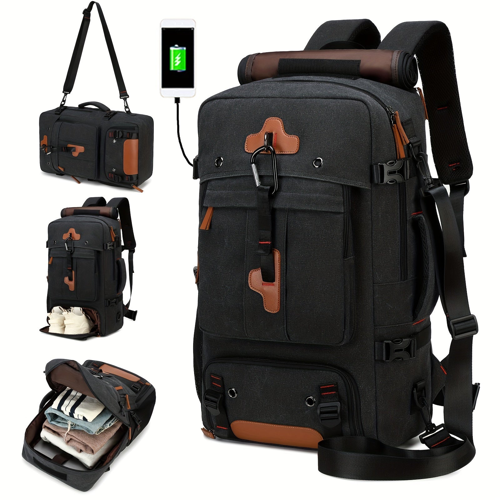 Hiking Backpack with USB & Shoe Compartment-0