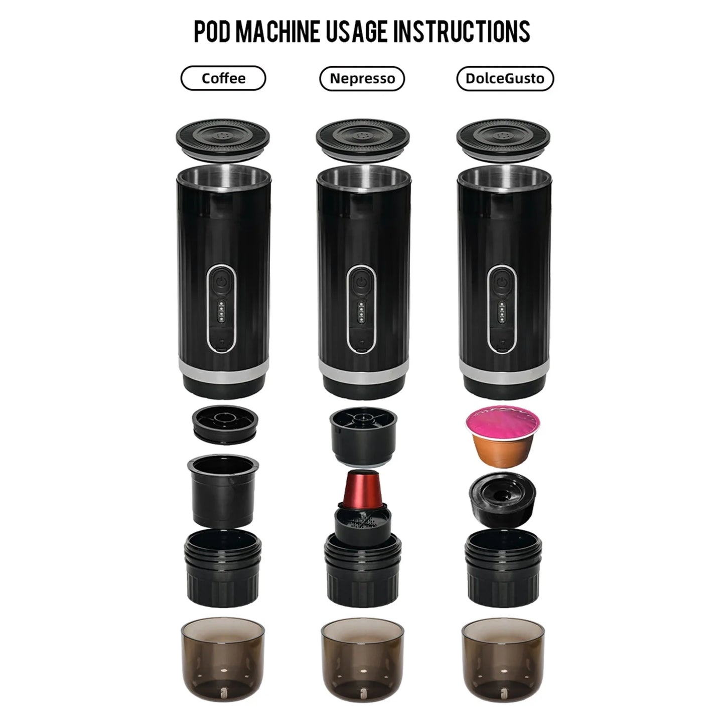 Portable Coffee Maker Wireless Heating Coffee Machine 3 In 1 for Camping Travel