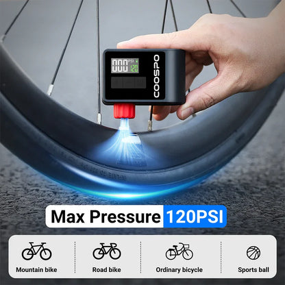 Mini Electric Air Pump Portable Digital Tire Inflator 120PSI Black-1