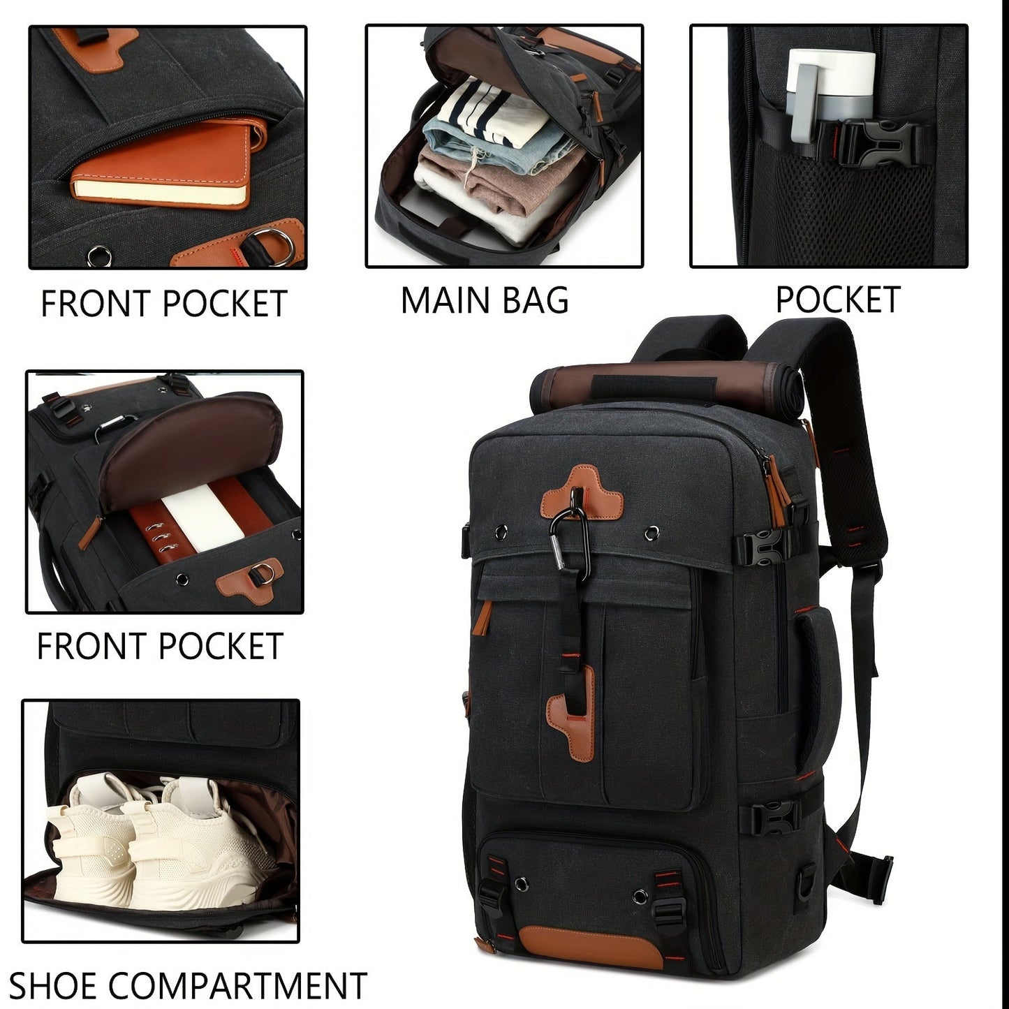 Hiking Backpack with USB & Shoe Compartment-4