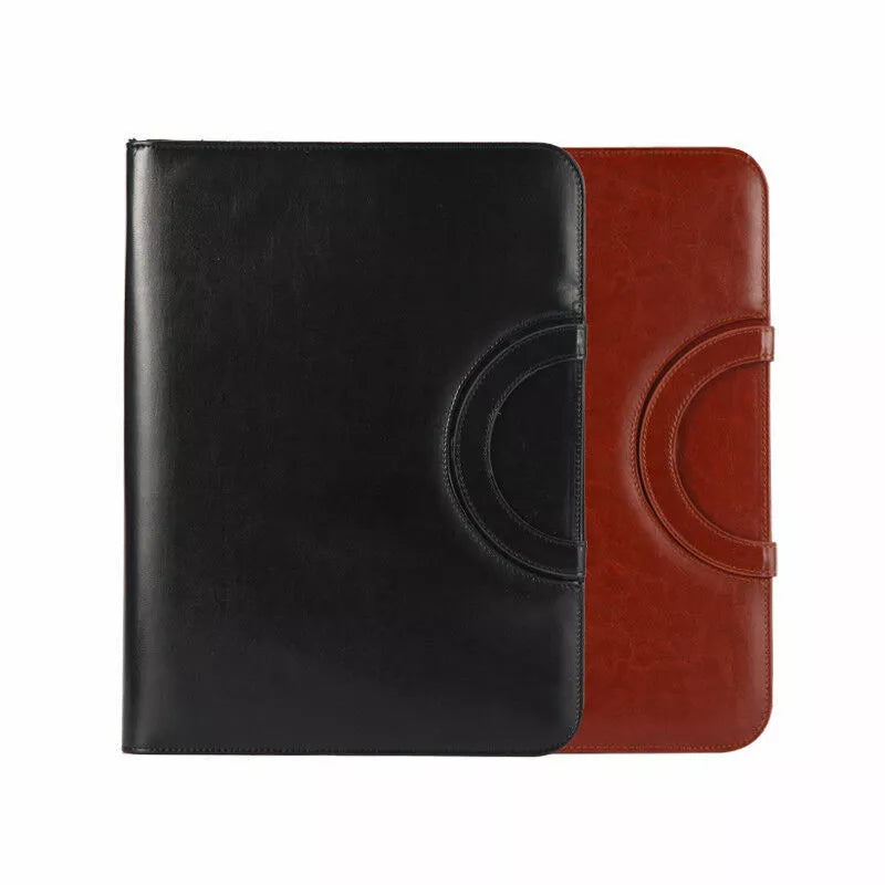 Men's Women's Leather Business Bag A4 Zipped Document Holder Conference Folder