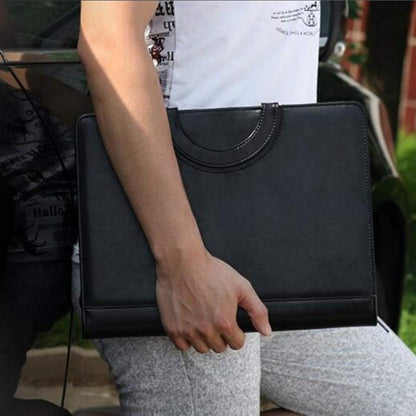 Men's Women's Leather Business Bag A4 Zipped Document Holder Conference Folder