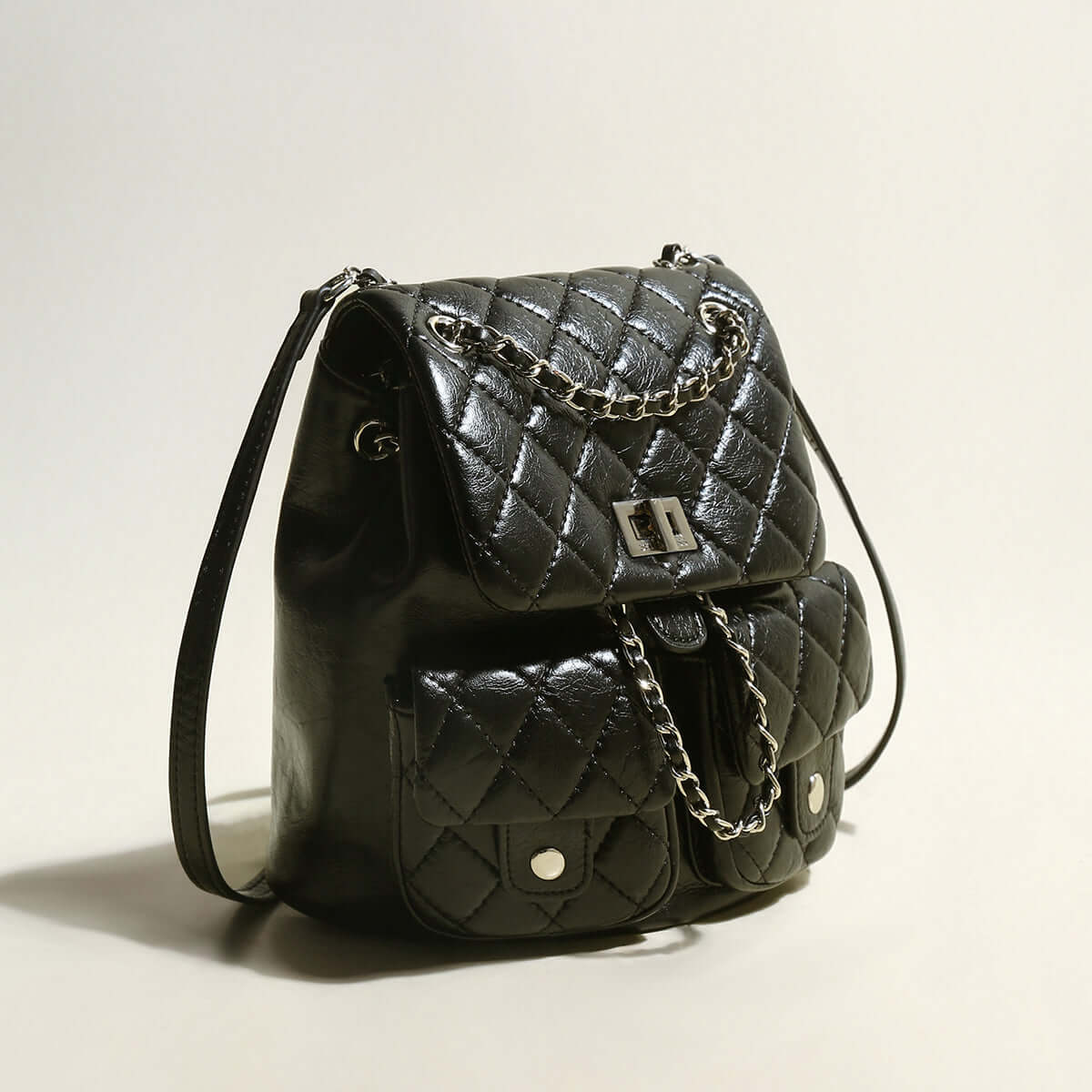 Multi-Pocket Chainstrap Quilted Backpack-1