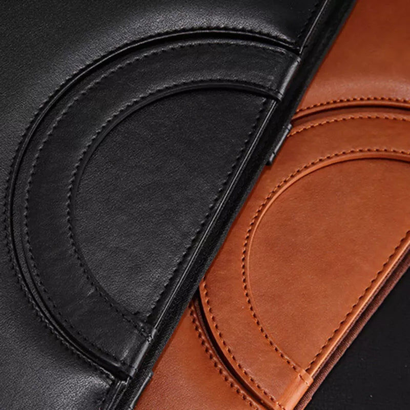 Men's Women's Leather Business Bag A4 Zipped Document Holder Conference Folder