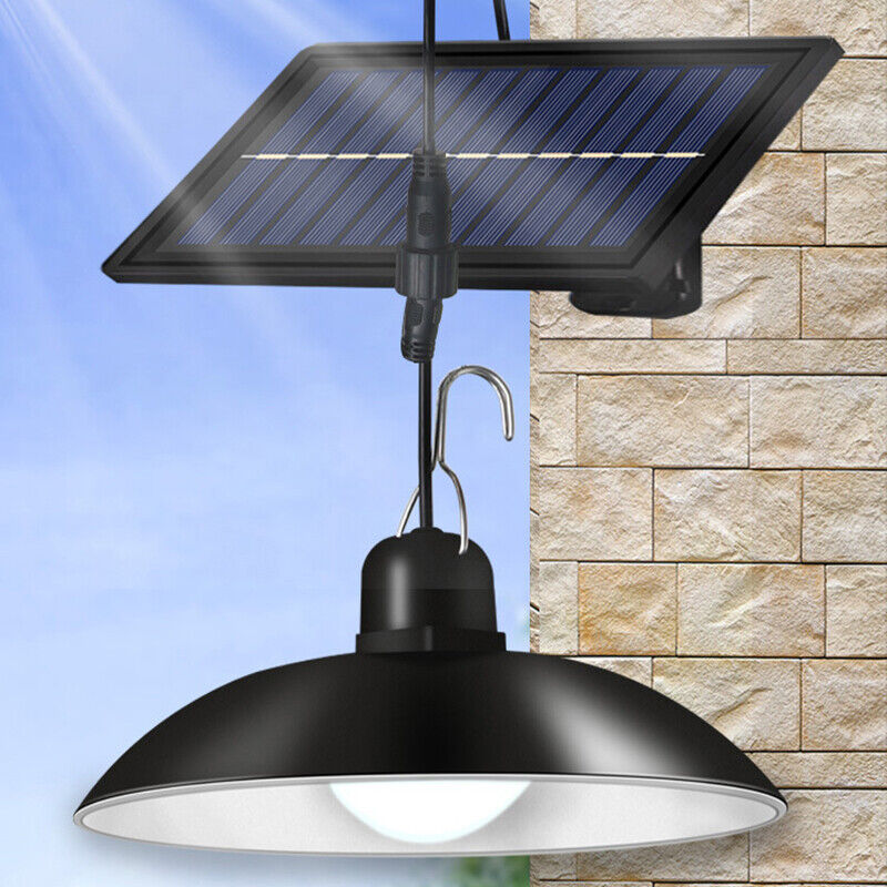 Solar Powered Hanging Pendant Light Garden Outdoor Patio Shed LED Lamp Lighting