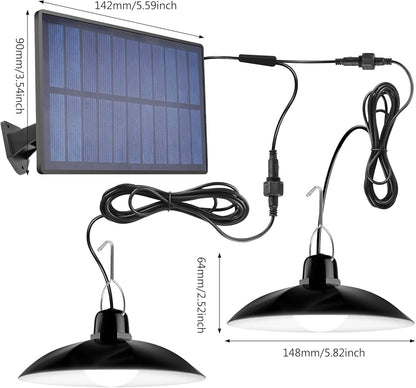Solar Powered Hanging Pendant Light Garden Outdoor Patio Shed LED Lamp Lighting