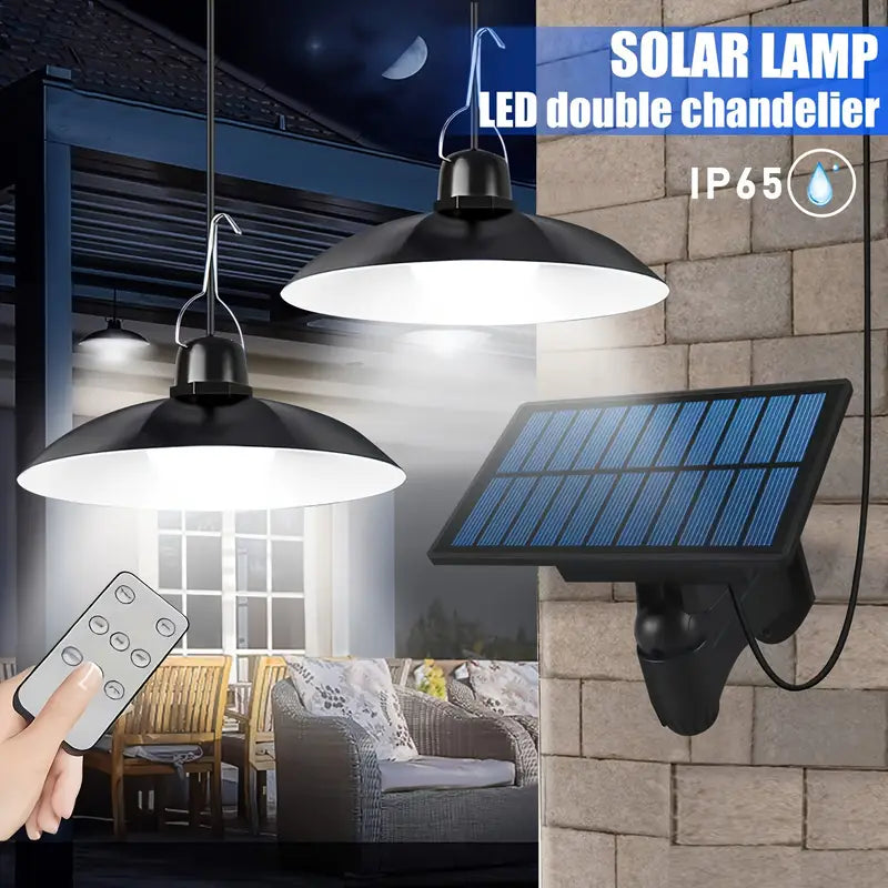 Solar Powered Hanging Pendant Light Garden Outdoor Patio Shed LED Lamp Lighting