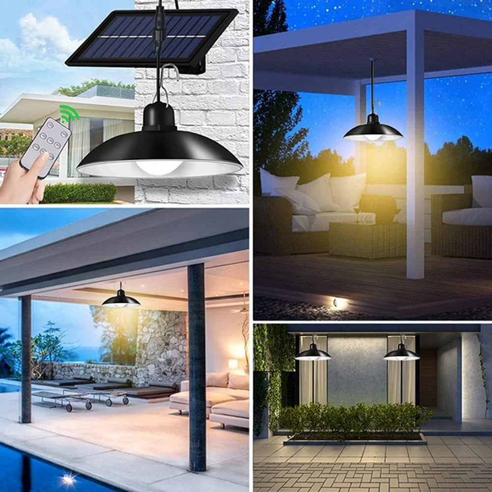 Solar Powered Hanging Pendant Light Garden Outdoor Patio Shed LED Lamp Lighting