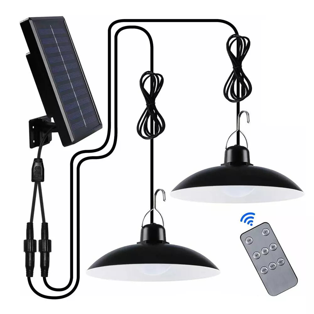 Solar Powered Hanging Pendant Light Garden Outdoor Patio Shed LED Lamp Lighting